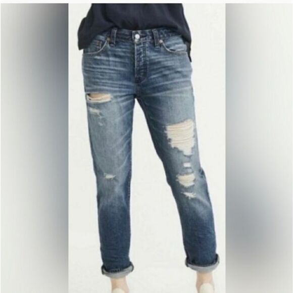 Abercrombie & Fitch Ames slim boyfriend distressed ripped jeans size 24 - Picture 3 of 15